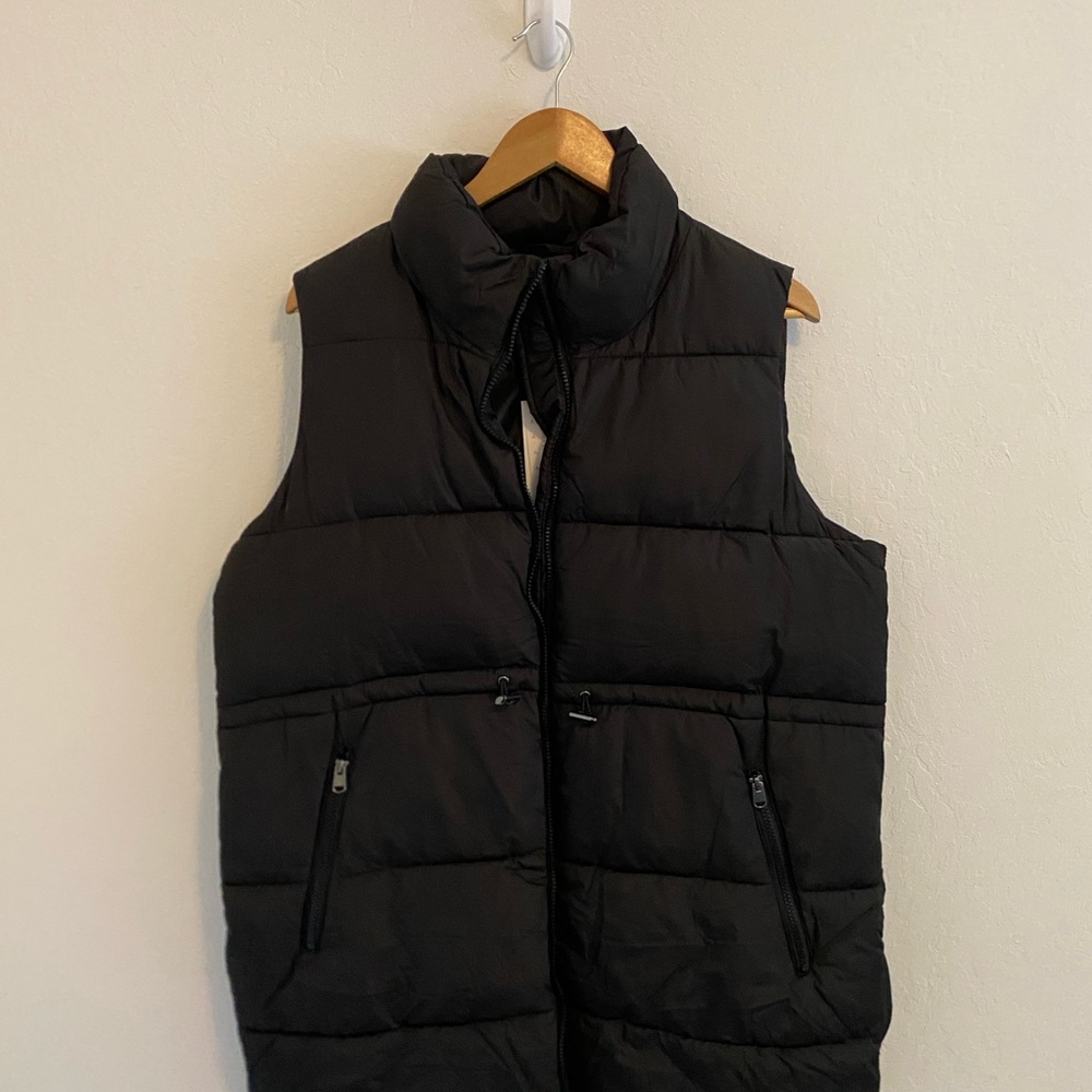 Black Seraphine Maternity Puffer Vest with Baby Wearing Insert